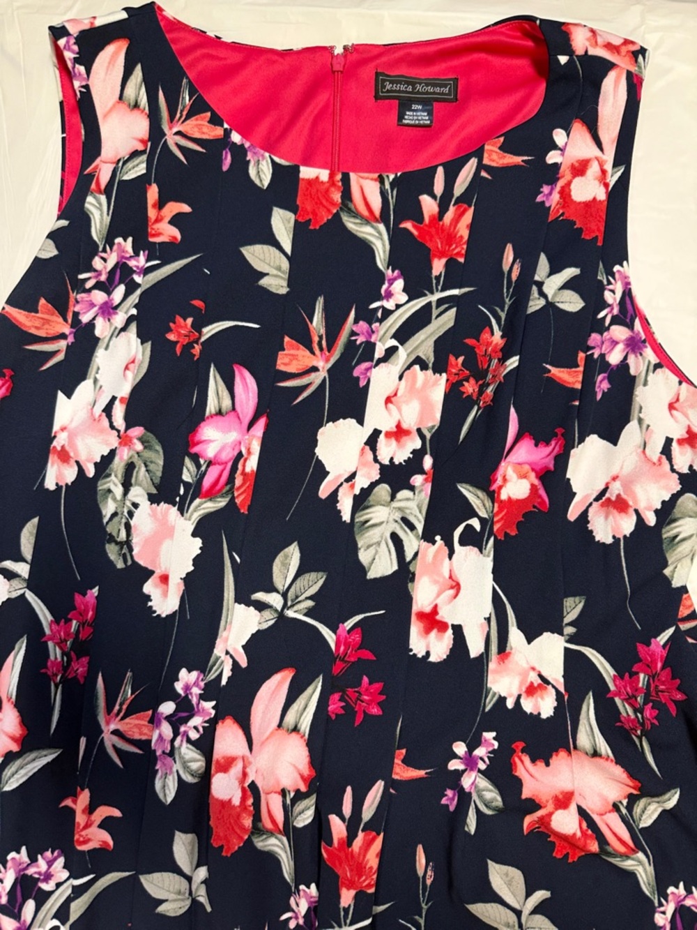 Jessica Howard Navy Floral Dress 22W Plus Sleeveless Pockets – Kentucky Derby - Picture 2 of 7
